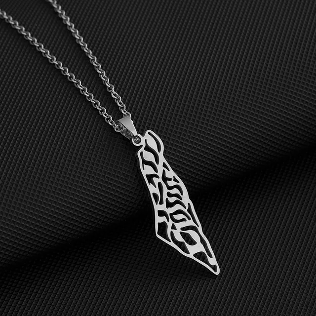 LaserCut-Design Palestine Map Necklace Stainless Steel