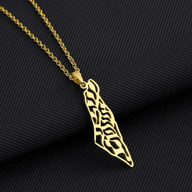 LaserCut-Design Palestine Map Necklace Stainless Steel